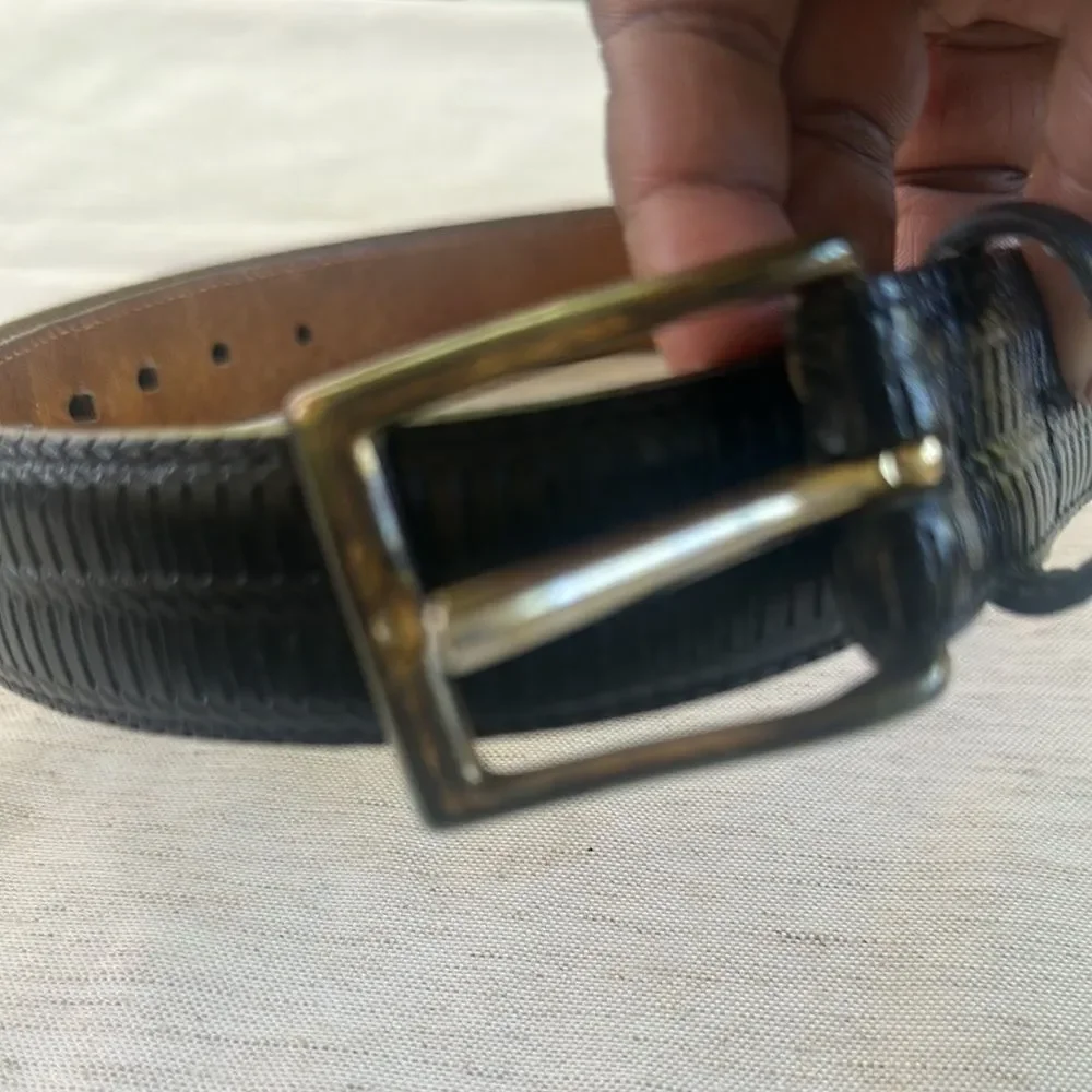 Top Grain Black Textured Leather Belt 42